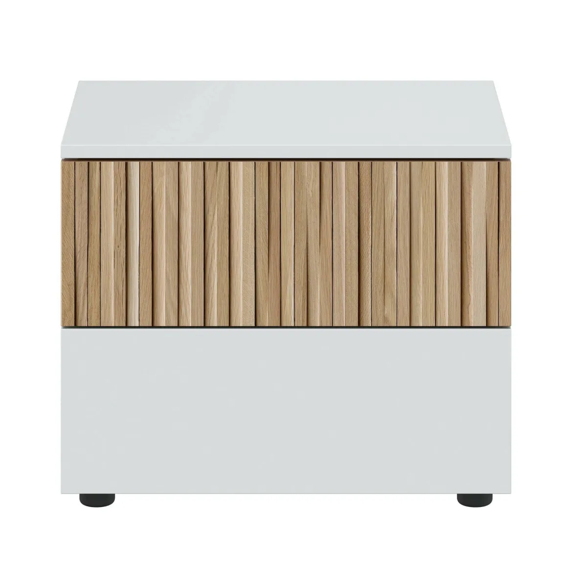 Comodino cannettato bianco e rovere 50x41x34h cm - Josie