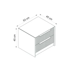 Comodino 2 cassetti antracite 45x45x53h cm - Moke