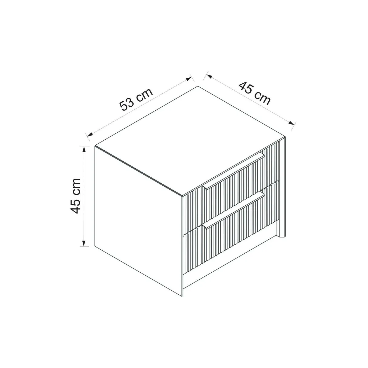 Comodino 2 cassetti antracite 45x45x53h cm - Moke