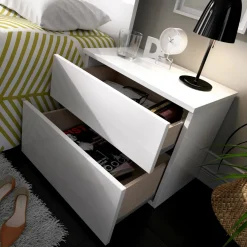 Comodino 2 cassetti bianco 52x34x42h cm - Acri