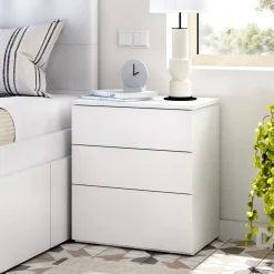 Comodino 3 cassetti bianco 52x34x58h cm - Arnold