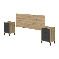 Comodino 3 cassetti legno e antracite 160x40x60h cm - Allan