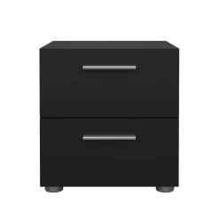 Comodino 2 cassetti nero 40x40x42h cm - Apolla