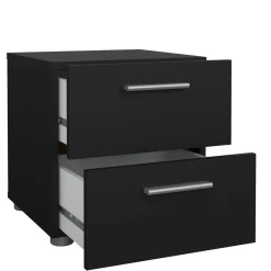 Comodino 2 cassetti nero 40x40x42h cm - Apolla
