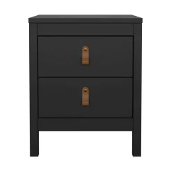 Comodino 2 cassetti nero 43x38x54h cm - Fred
