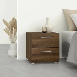 Comodino 2 cassetti noce 40x40x42h cm - Apolla