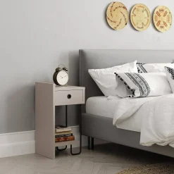 Comodino 1 cassetto beige 40x40x49h cm - Solantra