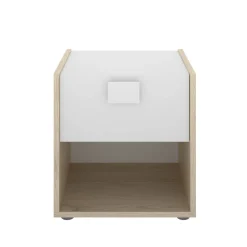 Comodino 1 cassetto bianco e rovere 40x33x42h cm - Artica