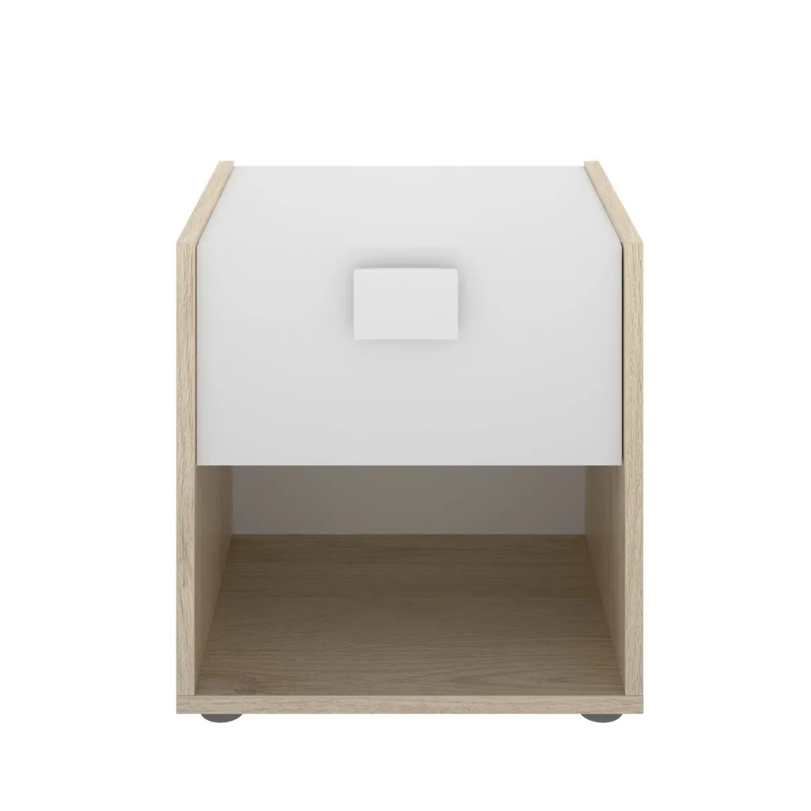Comodino 1 cassetto bianco e rovere 40x33x42h cm - Artica