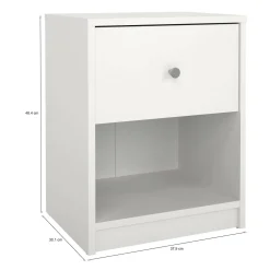 Comodino 1 cassetto bianco 37x30x48h cm - Kastri