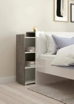 Comodino classico cemento e bianco lucido 164x26x79h cm - Delfino