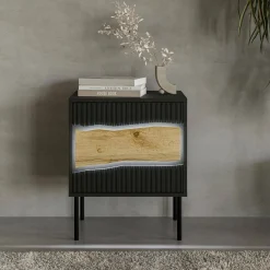 Comodino classico nero 50x40x61h cm - Set di 2 comodini Ussana