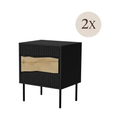Comodino classico nero 50x40x61h cm - Set di 2 comodini Ussana