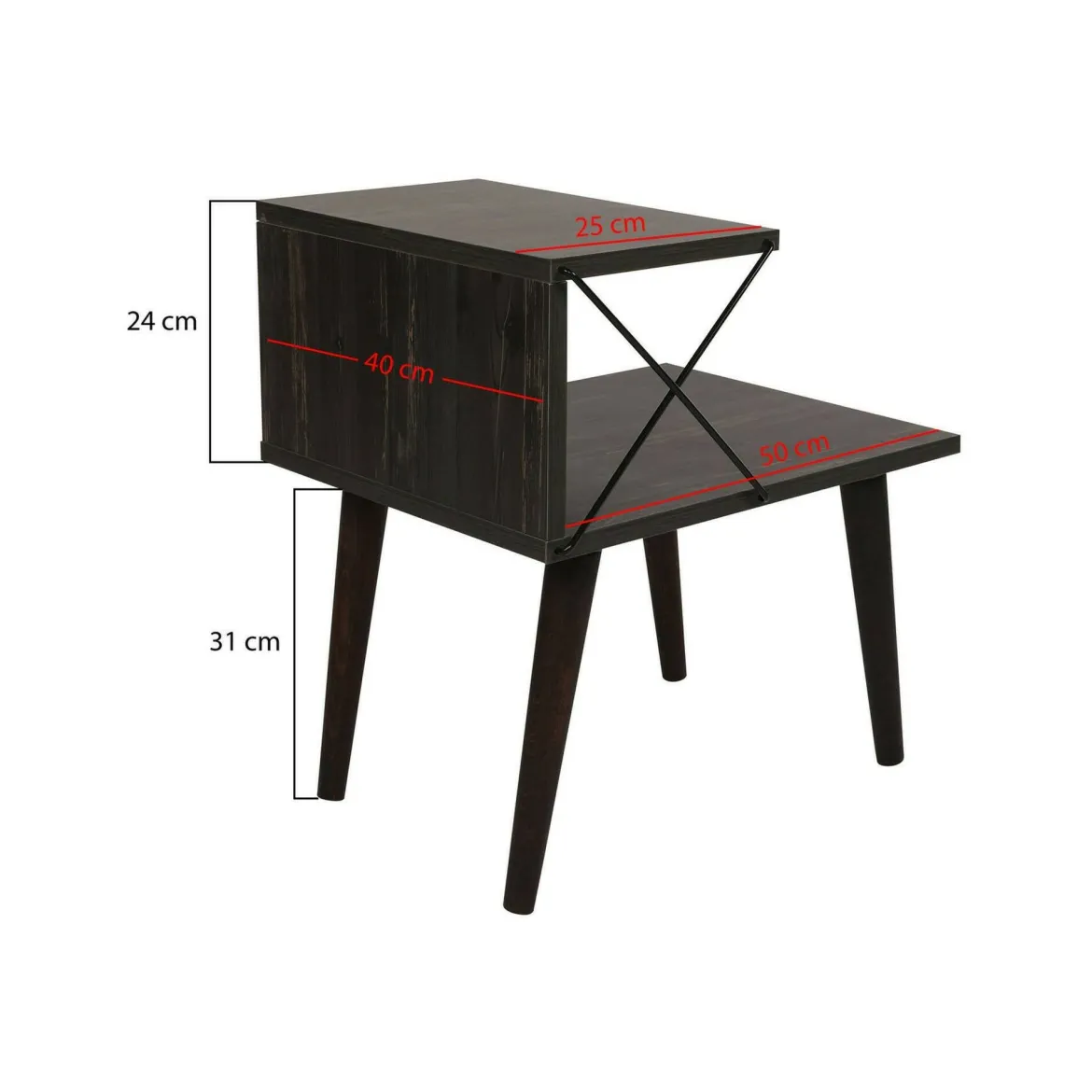 Comodino design grigio cenere 50x40x55h cm - Newton