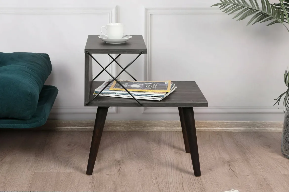 Comodino design grigio cenere 50x40x55h cm - Newton