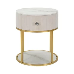 Comodino Gerhard, 42x42 h48 cm, Crema e Bianco