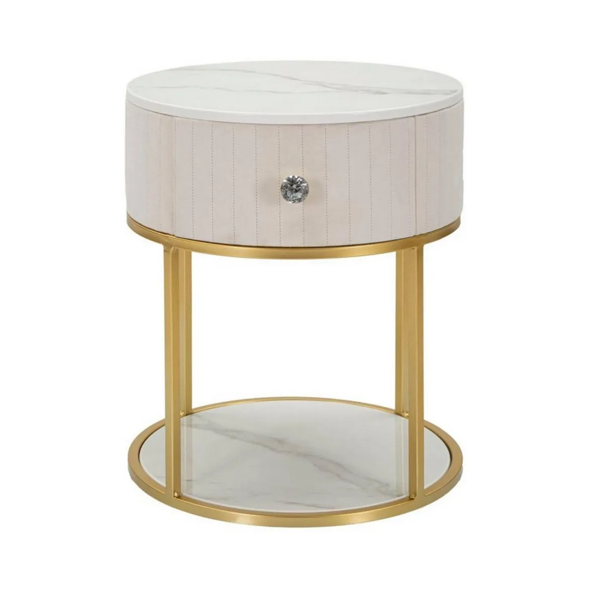 Comodino Gerhard, 42x42 h48 cm, Crema e Bianco