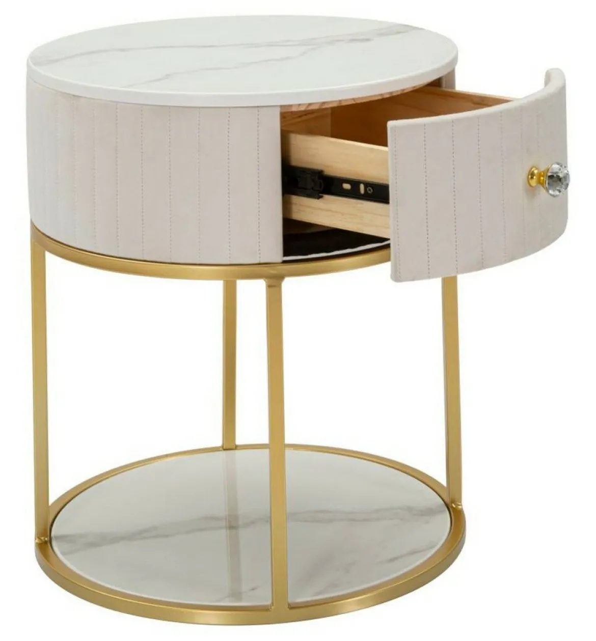 Comodino Gerhard, 42x42 h48 cm, Crema e Bianco