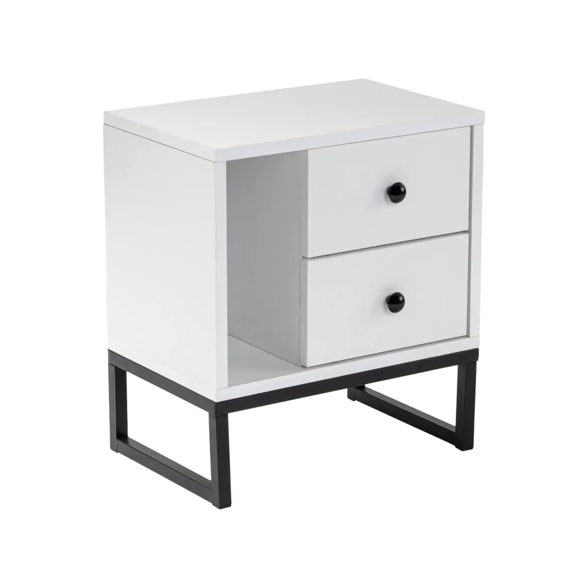 Comodino industrial bianco e nero 45x29x50h cm - Rhiannon
