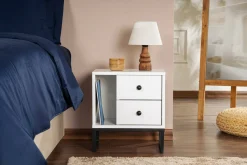 Comodino industrial bianco e nero 45x29x50h cm - Rhiannon