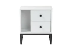 Comodino industrial bianco e nero 45x29x50h cm - Rhiannon