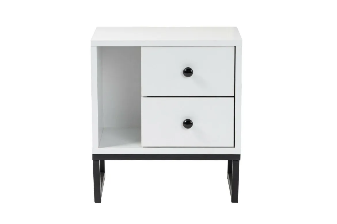 Comodino industrial bianco e nero 45x29x50h cm - Rhiannon