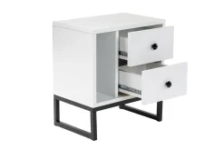 Comodino industrial bianco e nero 45x29x50h cm - Rhiannon