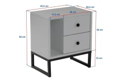 Comodino industrial grigio e nero 45x29x50h cm - Rhiannon