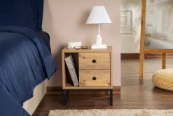 Comodino industrial legno e nero 45x29x50h cm - Rhiannon