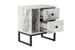 Comodino industrial marmo e nero 45x29x50h cm - Rhiannon