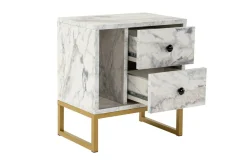 Comodino industrial marmo e oro 45x29x50h cm - Rhiannon