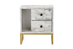Comodino industrial marmo e oro 45x29x50h cm - Rhiannon