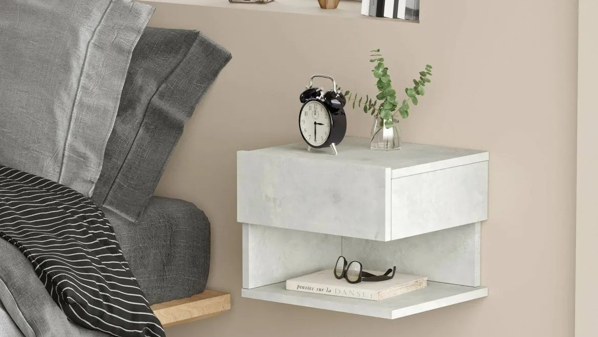 Comodino in legno argento 40x31x35h cm - Lira