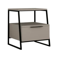 Comodino in legno beige e nero 45x41x50h cm - Rosita