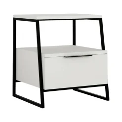 Comodino in legno bianco e nero 45x41x50h cm - Rosita