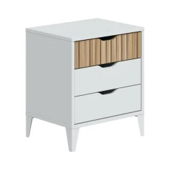 Comodino in legno bianco e rovere 44x33x50h cm - Jessa