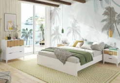 Comodino in legno bianco e rovere 44x33x50h cm - Jessa