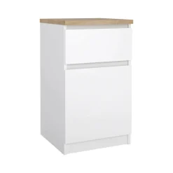 Comodino in legno bianco lucido e rovere 40x40x70h cm - Delfini