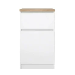 Comodino in legno bianco lucido e rovere 40x40x70h cm - Delfini