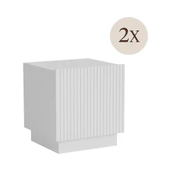 Comodino in legno bianco 47x40x44h cm - Set di 2 comodini Revo