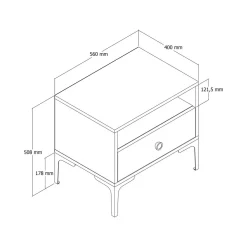 Comodino in legno e metallo noce e antracite 56x40x50h cm - Editta