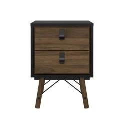 Comodino in legno nero e noce 43x40x59h cm - Jean