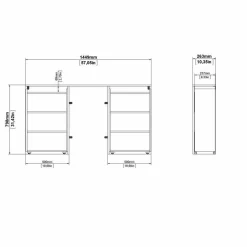 Comodino in legno nero 144x26x79h cm - Arnaboldi