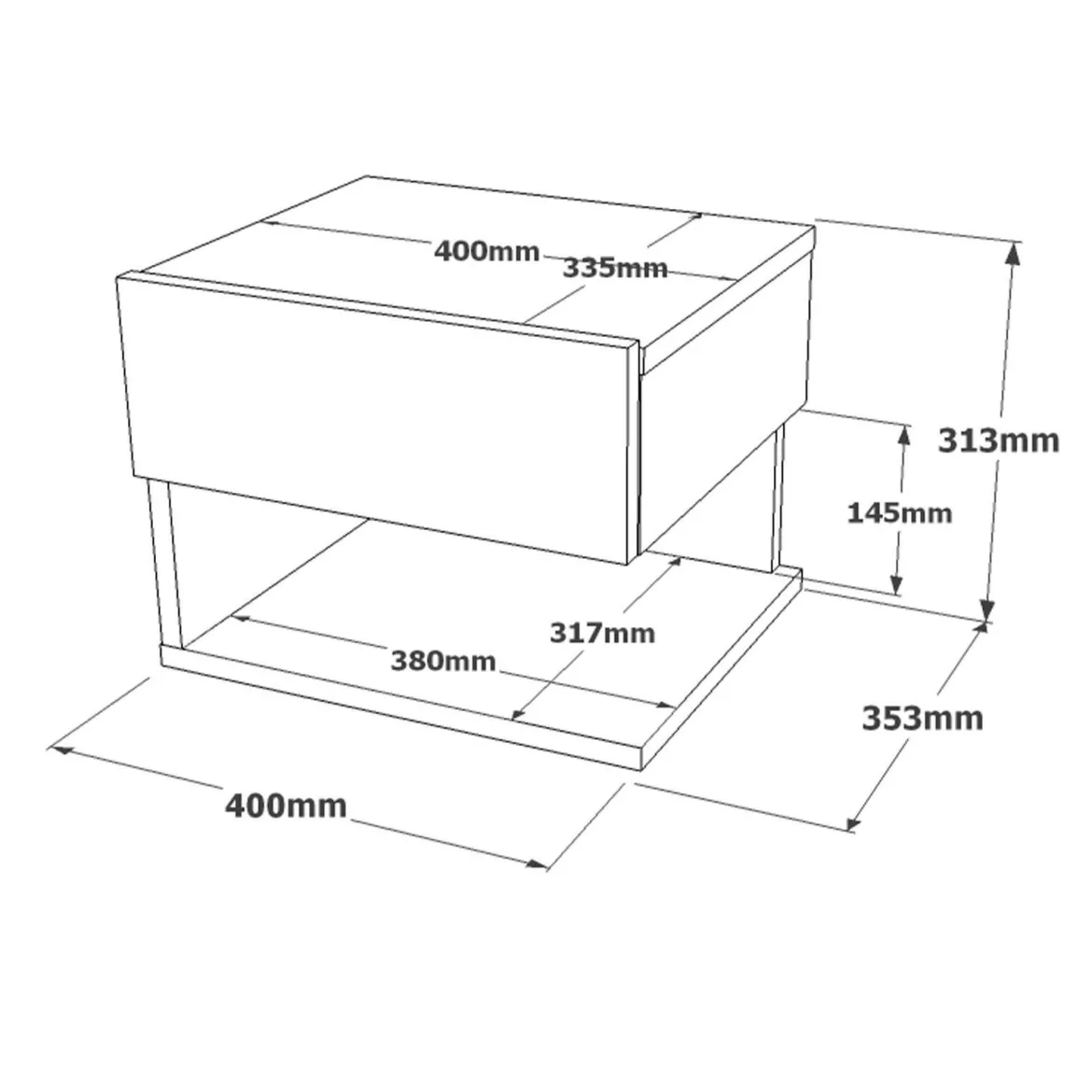 Comodino in legno quercia 40x31x35h cm - Gerardo