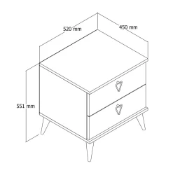 Comodino in legno quercia 52x45x55h cm - Pilar