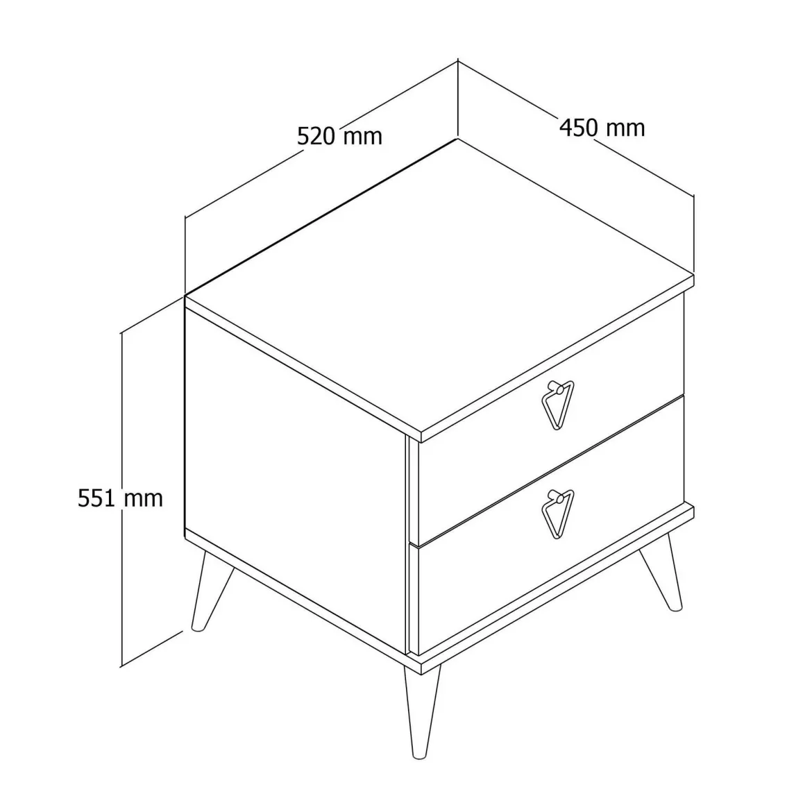 Comodino in legno quercia 52x45x55h cm - Pilar
