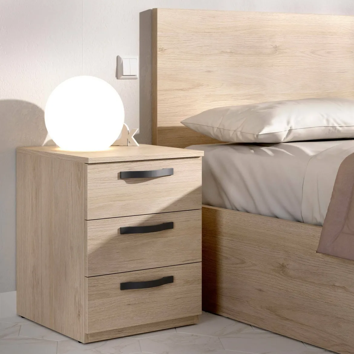 Comodino in legno rovere 50x40x49h cm - Azar