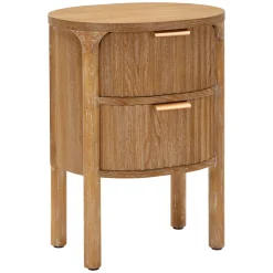 Comodino Marrone Ciliegio oro 2 Cassetti un Ripiano 38x35x52h cm, Apertura Scorrevole - Falile