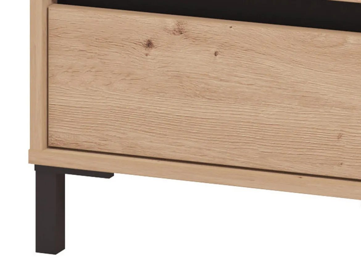 Comodino Marrone Nero un Ripiano 3 Cassetti 48x40x71h cm, Apertura Scorrevole - Combatte