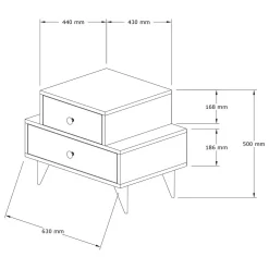 Comodino Marrone Noce Bianco 2 Cassetti Apertura Scorrevole 63x44x50h cm, Chiusura Scorrevole - Segni